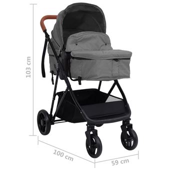 vidaXL Poussette pour bebe 3 en 1 Gris clair et noir Acier