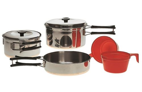 Set gamelles cuisine acier inoxydable casserole poele tasse miltec