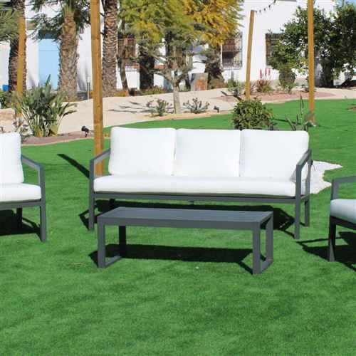 Hevea - Salon de jardin détente luxe anthracite Acapulco Canapé 3 places + 2 fauteuils