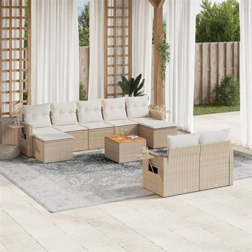 Salon de jardin modulable vidaxl beige 1 personnes resine tressee 62 x 62 x 69 cm 10 pieces