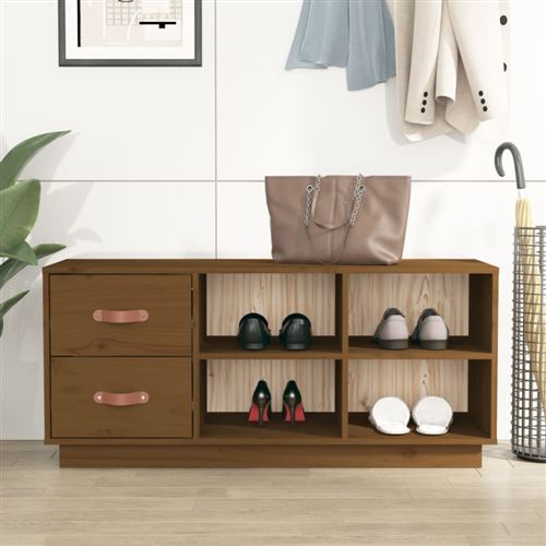 Non Communiqué Marron Miel Banc À Chaussures 100X34x45 Cm Bois De Pin Massif