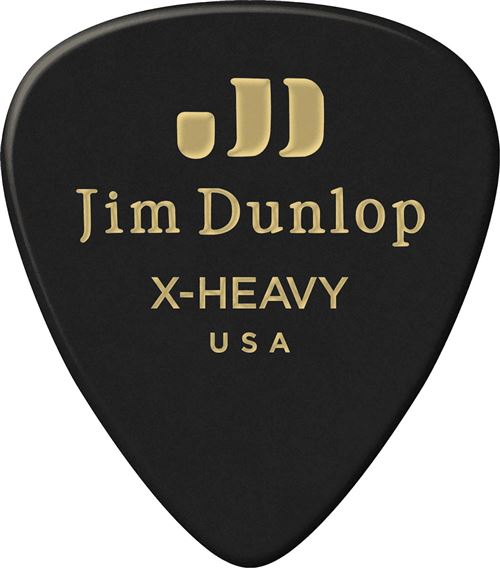 Dunlop 483P03EXH - Médiators Genuine Celluloid Classic, Pack de 12, black, extra heavy