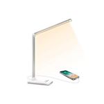 Lampe De Bureau LED Dimmable – 5 Températures + 10 Niveaux, Protection Yeux, Minuterie 30/60 Min, Port USB, Rose Pastel