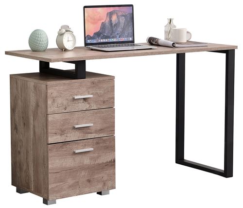 Bureau Stockton avec Plateau en MDF Cadre en Tubes d'acier et Colonne de rangement , Marron clair