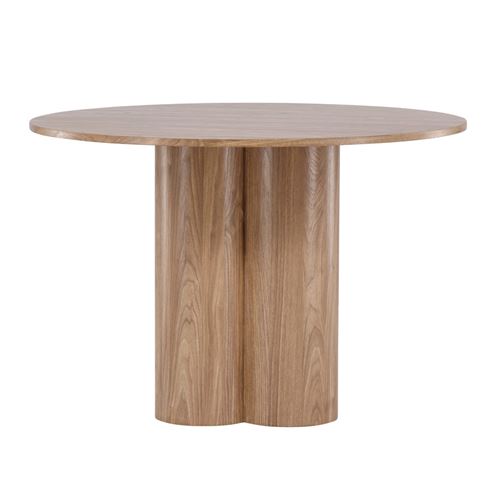 Non Communiqué Marron Table A Manger Fixe Sans Tiroir 4 Personnes Rond En Bois L 110 Cm