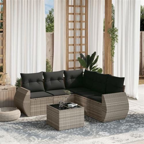 Vidaxl Gris/Clair Salon De Jardin 6 Pcs Résine Tressée - Image 3