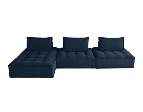 Non Communiqué Bleu Marisol - Canapé D'angle Modulable 4 Places - Velours Texturé