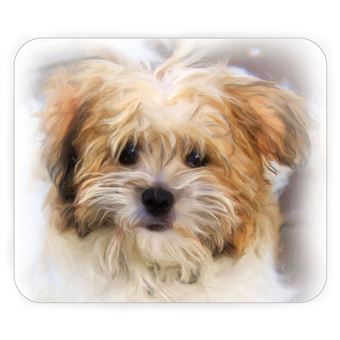 Tapis de souris Peinture caniche beige petit chien mignon - Tapis