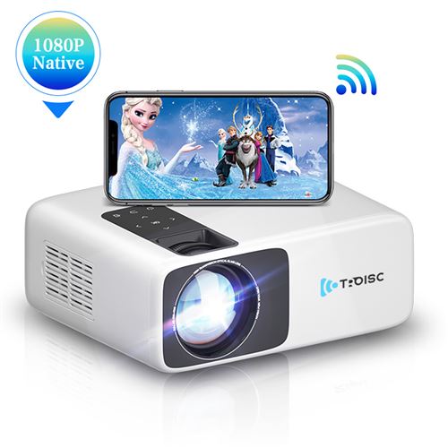 Videoprojecteur TROISC ALPHA WIFI 5G 1080p FULL HD 8000 Lumens Bluetooth 5.0 Recopie L'écran 300 Max 4K 10000:1 Blanc