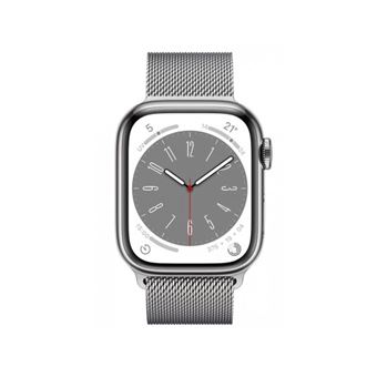 Apple Watch Series 8 GPS + Cellular, boîtier Acier inoxydable argent 41mm avec Boucle Milanaise Argent