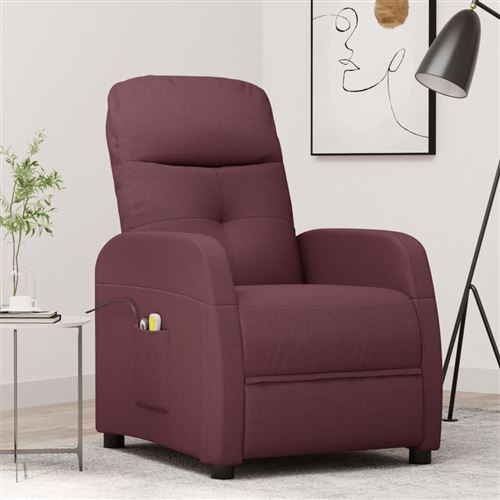 vidaXL Fauteuil inclinable électrique de massage Violet Tissu