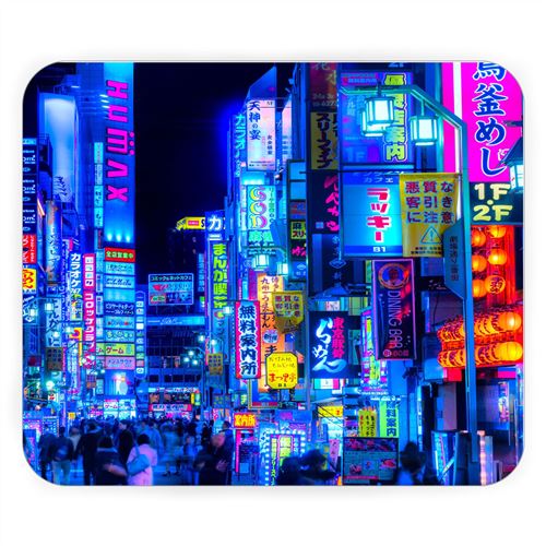 Tapis de souris Japon tokyo nuit ville decoration lumiere - Tapis