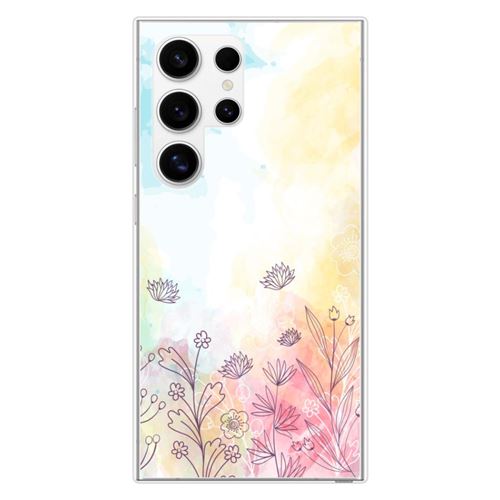 Coque en silicone imprimée compatible Samsung Galaxy S24 Ultra Watercolor flowers