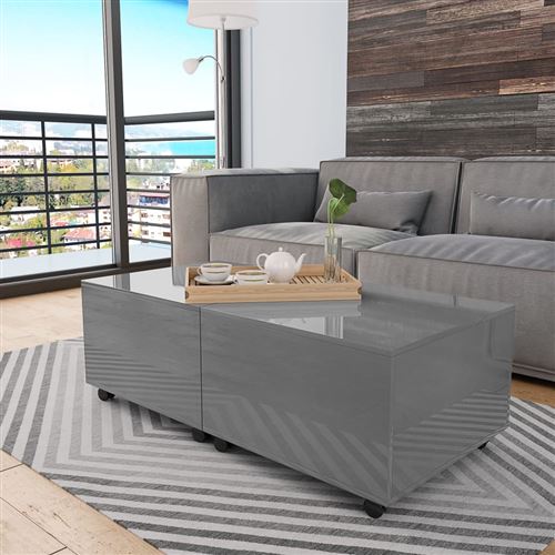vidaXL Table basse Gris brillant 120 x 60 x 35 cm