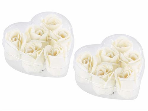 Pearl : 12 savons en forme de roses blanches avec 2 coffrets cadeaux