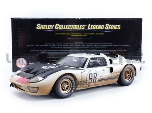 Voiture Miniature de Collection SHELBY COLLECTIBLES 1-18 - FORD GT 40 Mk II - Winner Daytona 1966 - Dirty Version - White / Black - SHELBY432