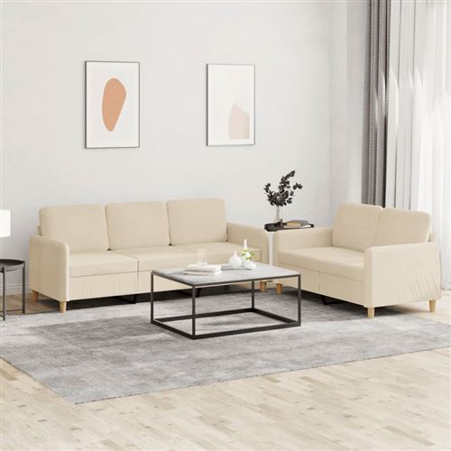 Non Communiqué Crème Vidaxl Ensemble De Canapés 2 Pcs Avec Coussins Tissu3202120