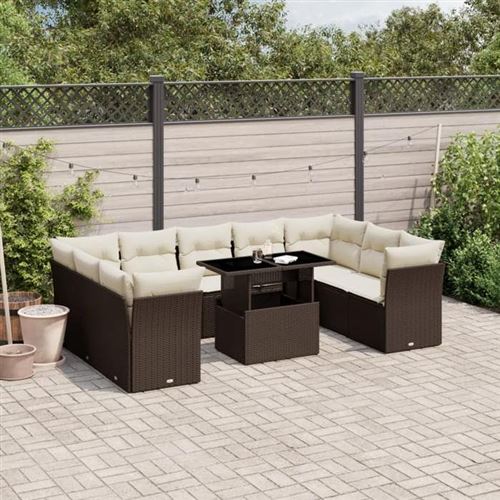 VIDAXL - Salon de jardin modulable - Rotin - Marron - 10 pièces - Image 2