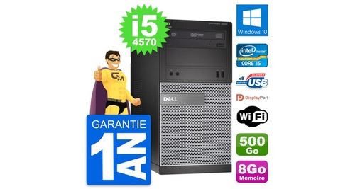 Pc tour dell optiplex 3020 intel i5-4570 ram 8go disque 500go windows 10 wifi