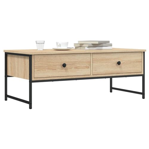 Vidaxl Table Basse Chêne Sonoma 101X49x39,5 Cm Bois D Ingénierie - Image 3