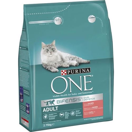 PURINA ONE Croquettes pour chat adulte au Saumon et Cereales Completes - 4 x 2,75 kg