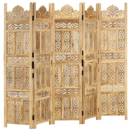 vidaXL Cloison de séparation 5 panneaux 200x165 cm Bois de manguier