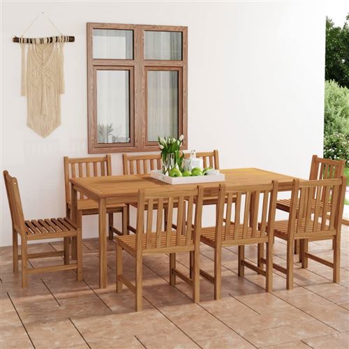 Vidaxl Ensemble À Manger De Jardin 9 Pcs Bois De Teck - Image 2
