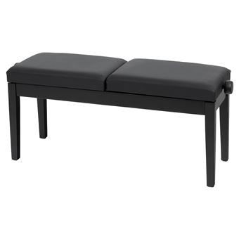 HOMCOM Tabouret de Piano Coffre Banquette Rangement Hauteur Réglable  Similicuir Noir 55L x 33l 48-58H cm 