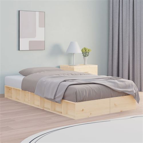 vidaXL - Cadre de lit - Bois massif - 100x200 cm - Image 2