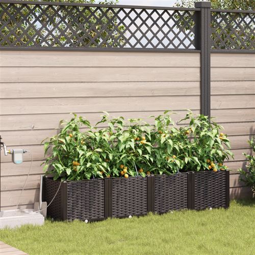 Non Communiqué Marron Jardinières Avec Système D Irrigation 4 Pcs