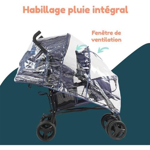 Poussette canne double BAMBISOL 6 36 mois pour le siege avant max 15 kg et de 0 36 mois max 15 kg pour le siege arriere Poussettes Achat prix fnac