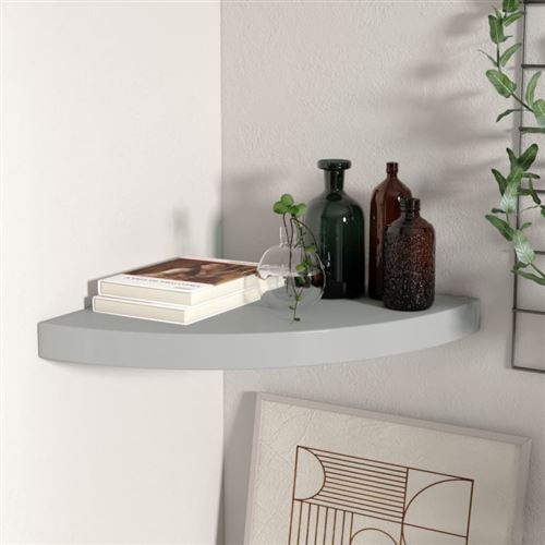 vidaXL - Étagère d'angle flottante - 35x35x3,8 cm - Gris - Image 3