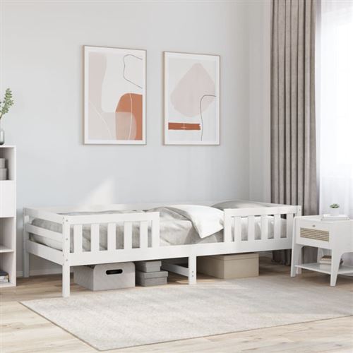 vidaXL Cadre de lit sans matelas blanc 90x190 cm bois de pin massif