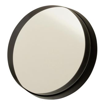 Miroir Mural Rond Déco "Bord Métal" 40cm Noir - 1