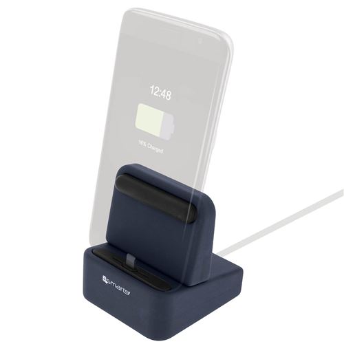Dock de charge Wiredock 4Smarts bleu nuit - Lightning, USB Type-C et Micro-USB