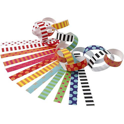 Colortime Bandes de papier brillant avec impression 400 pièces 1,5 x 16 cm multicolore