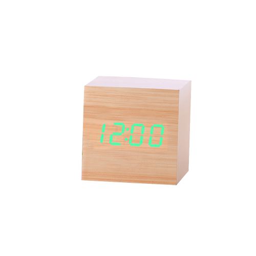 Nouveau Led Numérique en Bois Moderne en Bois Bureau Réveil Thermomètre Calendrier Minuterie Orange PL209