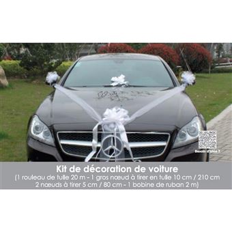 Kit Decoration Voiture Mariage Coloris Blanc En Tulle Satin Achat Prix Fnac