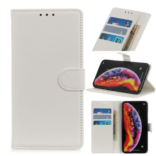 Etui en PU support de litchi blanc pour votre OnePlus 7