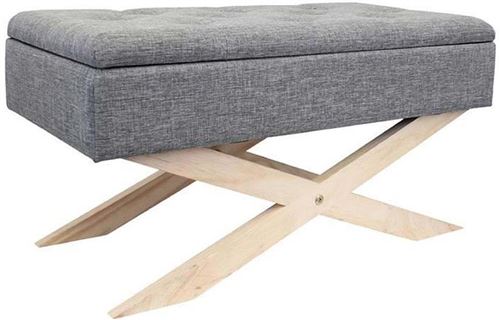 The Home Deco Factory - Banc coffre de rangement assise capitonnée Gris foncé