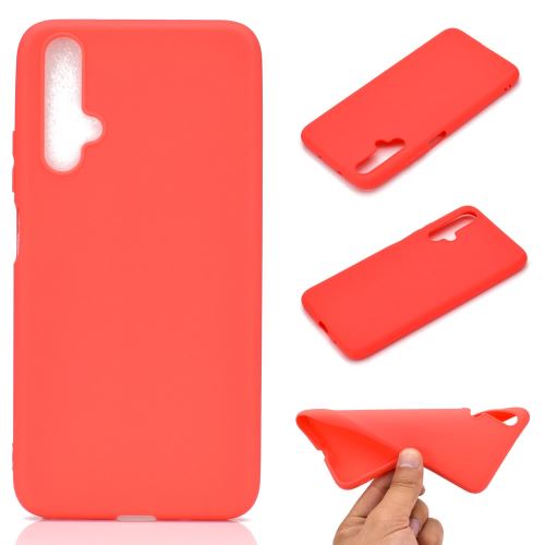 Coque en TPU Matte anti-empreintes digitales de couleur unie rouge pour votre Huawei Nova 5