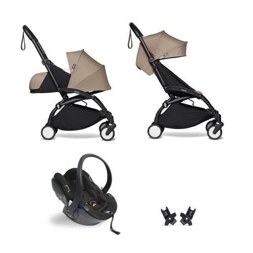 Poussette YOYO² Pack 0+ et 6+ Taupe / Cadre Noir BABYZEN, Vente en ligne de  Poussette 4 roues