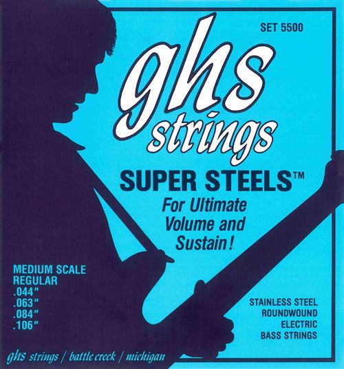 GHS 5500 - Jeu de cordes guitare basse - Super Steels Medium Scale Regular - 44-106