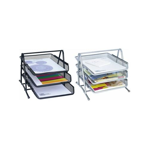 WEDO Corbeille à courrier Office, 3 compartiments, argent