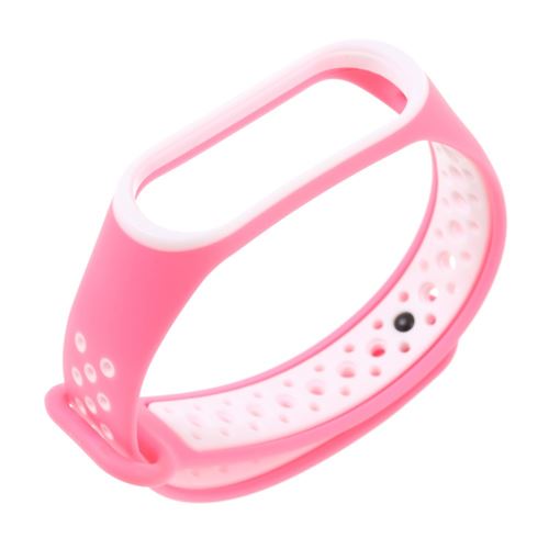 Bracelet en silicone souple bi-couleur rose / blanc pour votre Xiaomi Mi Band 3