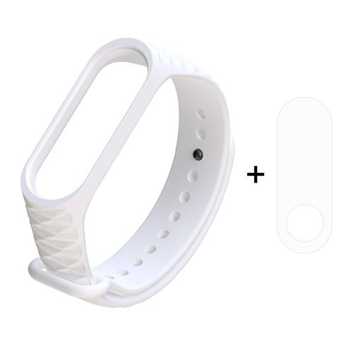 Bracelet en TPU couverture complète souple réglable diamant 3D blanc pour votre Xiaomi Mi Band 3