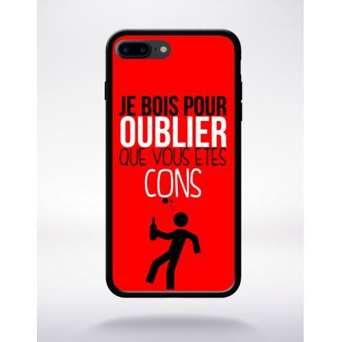 Coque je bois pour oublier que vous etes con 6 compatible apple iphone 7 plus bord noir silicone