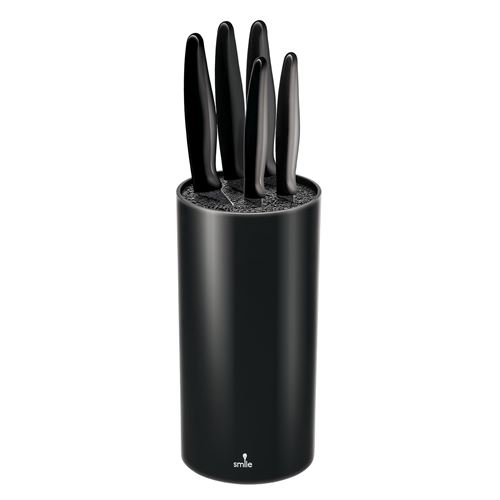 Smile SNS-3 Ensemble de 5 couteaux de cuisine en acier inoxydable Ensemble antiadhésif Block Negro