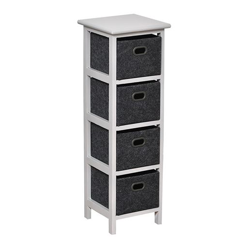 Meuble carré 4 tiroirs bois Feutrine gris