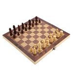 LOVICVKEM Jeu D’Échecs 3 En 1 En Bois Pliable – Échecs, Dames Et Backgammon – Voyage, Enfants Adultes